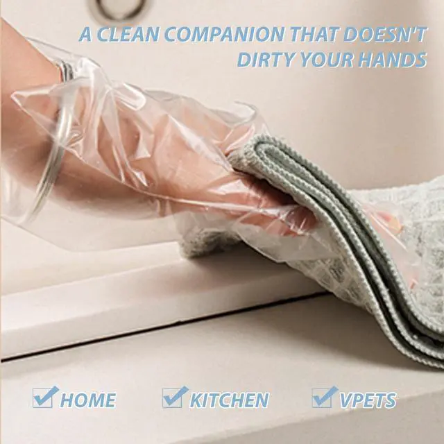 Alt view image 5 of 7 - 400 PCS Disposable TPE Gloves - Clear/White Plastic, Food Safe, Latex-Free, Powder-F (M)