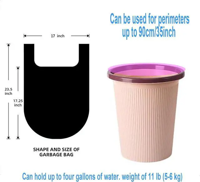 Alt view image 3 of 5 - 4 GALLON Bathroom Trash Bags 100 Counts Small HANDLES Garbage Bags for Office, Kitchen,Bedroom Waste Bin,Colorful Portable Strong Rubbish Bags (Rose gold 100Counts)