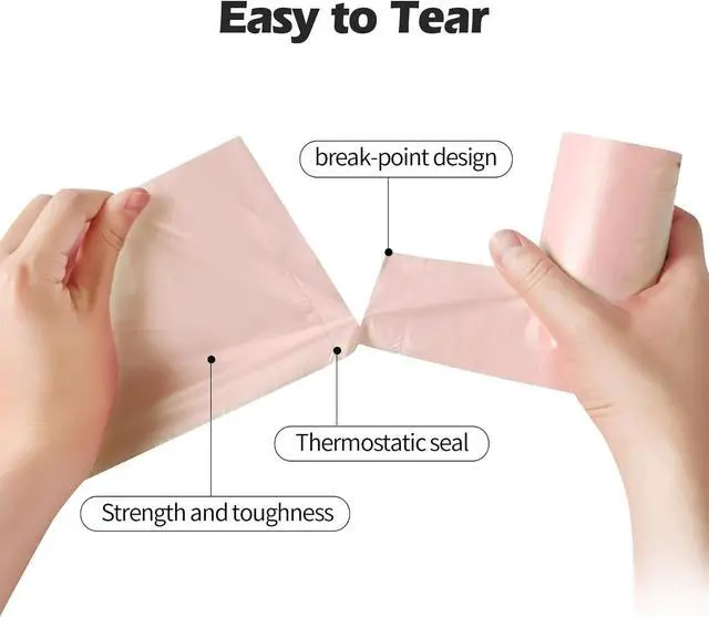 Alt view image 5 of 5 - 4 GALLON Bathroom Trash Bags 100 Counts Small HANDLES Garbage Bags for Office, Kitchen,Bedroom Waste Bin,Colorful Portable Strong Rubbish Bags (Rose gold 100Counts)