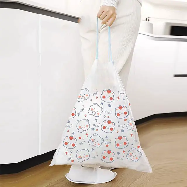 Alt view image 7 of 7 - 4 Gallon Trash Bags 75 Count- Drawstring small trash Bags 1.1mil Thick for Bathroom, Kitchen, Bedroom, Office Toilet Home (White-pink, 75Counts)