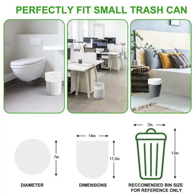 Alt view image 2 of 7 - 2.6 Gallon Mini Clear Trash Bag - Small Garbage Bags For Bathroom Can 105 Count 10 Liter Plastic Unscented Tiny Waste Basket Little Liners Kitchen Office Car Strong Thick Bulk Inwaysin