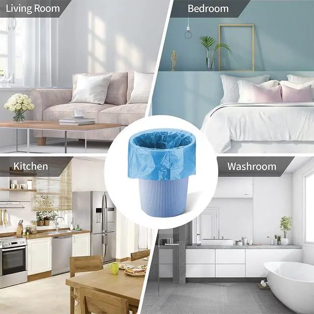 Alt view image 6 of 6 - 3 Rolls Small Trash Bags - 60 Counts Durable 4 Gallon Small Garbage Bags for home office kitchen Bathroom Bedroom Trash Can linersBlue