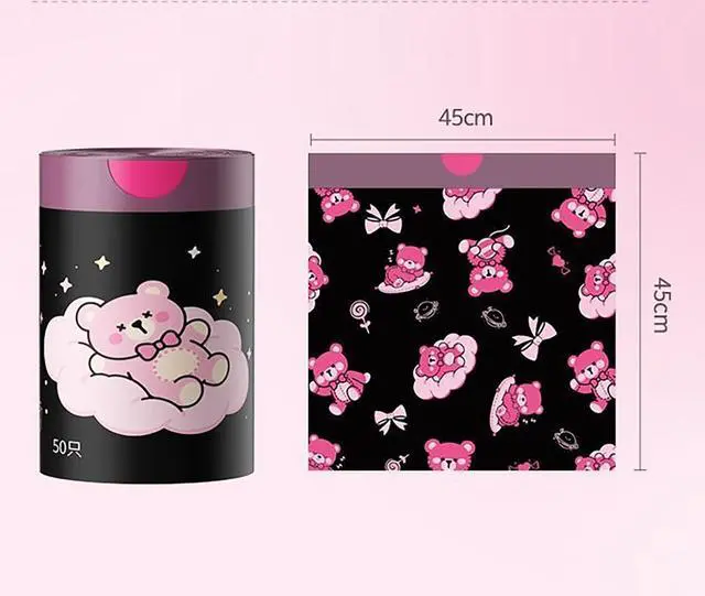 Alt view image 2 of 7 - 50pcs 4 Gallon Trash Bags Drawstring Tear-Free Separated Plastic Can Liner for Bathroom Office Home Bedroom Small Garbage Basket Bags (Black Pink, 50Counts)