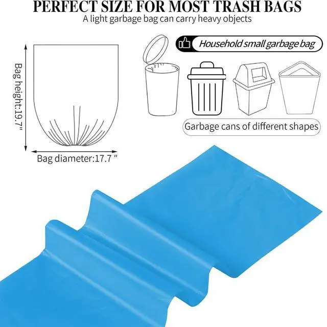 Alt view image 3 of 6 - 3 Rolls Small Trash Bags - 60 Counts Durable 4 Gallon Small Garbage Bags for home office kitchen Bathroom Bedroom Trash Can linersBlue