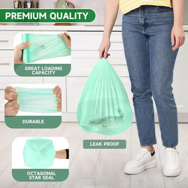 Alt view image 4 of 6 - 4 Gallon Small Trash Bag Bathroom Green 100 count Unscented