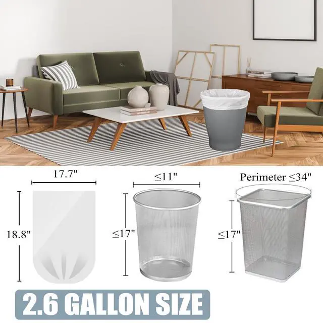 Alt view image 2 of 6 - Small Trash Bags - 108 Count 2.6 Gallon Trash Bags Bathroom Trash Bags, Small Garbage Bags for Office Bedroom Kitchen, White 2.6 Gal Small Trash Can Liners