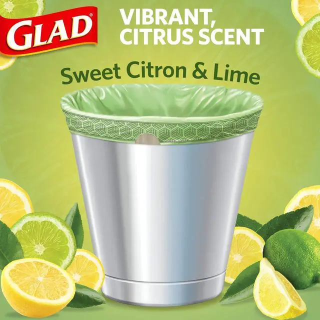 Alt view image 3 of 7 - Small Kitchen Drawstring Trash Bags, 4 Gallon, Febreze Sweet Citron & Lime, 34 Count