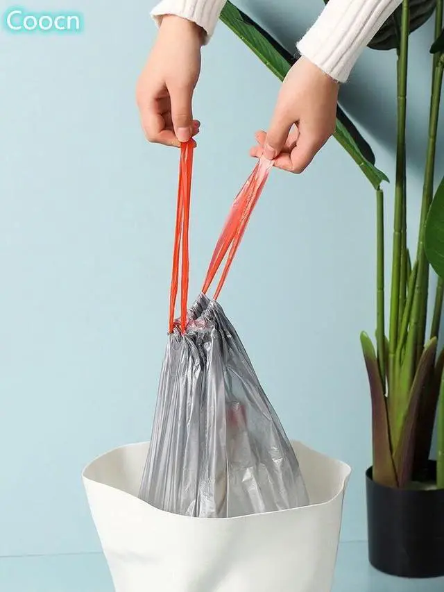 Alt view image 3 of 4 - Trashs Bag Drawstring Garbage Bags-Coocn Thicker Heavy Bathroom Trash can Liners for Bedroom Home Kitchen 50 Counts ,4-6 Gallon (Gray)