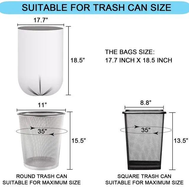 Alt view image 3 of 6 - 2 Gallon Small Plastic Trash Bags, 7.5 Liters Clear Wastebasket Liners Garbage Bags for Home, Office, Bathroom, 100 Counts