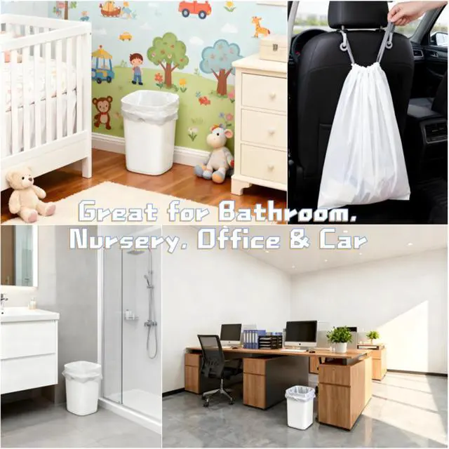 Alt view image 3 of 7 - 4 Gallon Small Trash Bags with Handles 100 Count, 0.7 Mil Leak-Proof Mini Garbage Bags, Unscented Bathroom Office Bin Liners, Fits 14 Gallon / 415 Liter Bins