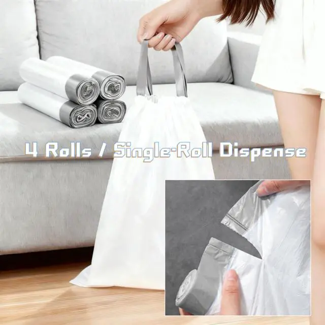 Alt view image 4 of 7 - 4 Gallon Small Trash Bags with Handles 100 Count, 0.7 Mil Leak-Proof Mini Garbage Bags, Unscented Bathroom Office Bin Liners, Fits 14 Gallon / 415 Liter Bins