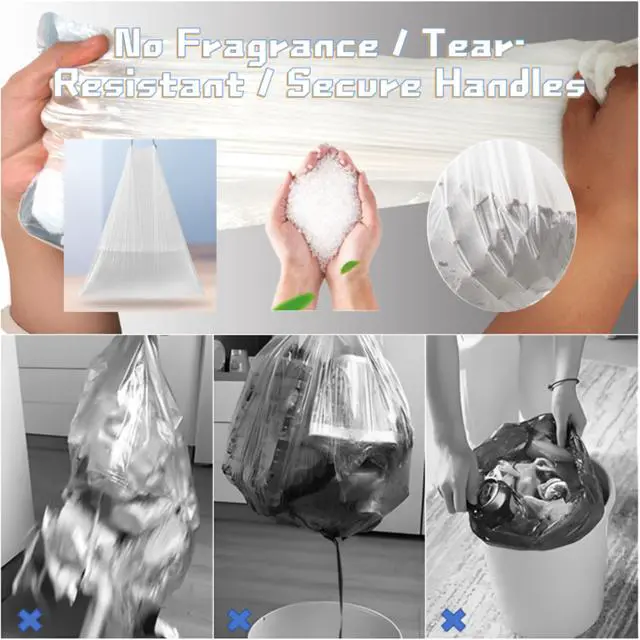 Alt view image 5 of 7 - 4 Gallon Small Trash Bags with Handles 100 Count, 0.7 Mil Leak-Proof Mini Garbage Bags, Unscented Bathroom Office Bin Liners, Fits 14 Gallon / 415 Liter Bins