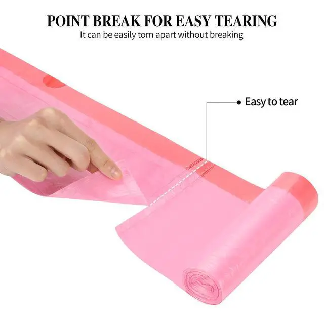 Alt view image 4 of 7 - 3Rolls Drawstring Small Trash Bags,4 Gallon Thicken Drawstring Small Garbage Bags for Kitchen,Bathroom,Bedroom,Home,Office Trash Cans60 Counts (Pink)
