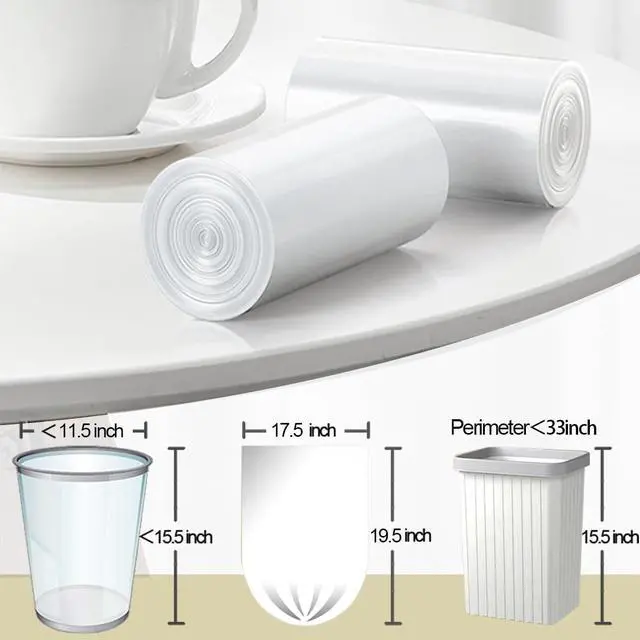 Alt view image 2 of 6 - Small Trash Bags 4 Gallon 110 Count, Clear Waste Basket Trash Bags for Bathroom, Kitchen, Bedroom, 5 Gallon Garbage Bags Unscented Can 15 Liters