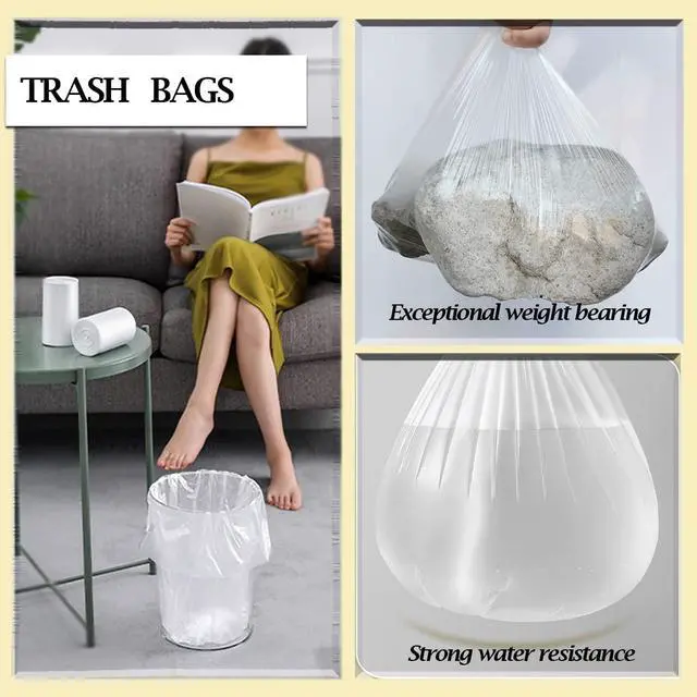 Alt view image 3 of 6 - Small Trash Bags 4 Gallon 110 Count, Clear Waste Basket Trash Bags for Bathroom, Kitchen, Bedroom, 5 Gallon Garbage Bags Unscented Can 15 Liters