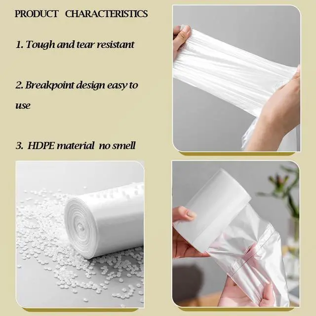 Alt view image 4 of 6 - Small Trash Bags 4 Gallon 110 Count, Clear Waste Basket Trash Bags for Bathroom, Kitchen, Bedroom, 5 Gallon Garbage Bags Unscented Can 15 Liters