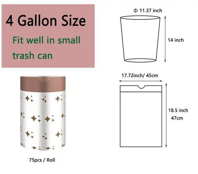 Alt view image 2 of 7 - 75pcs 4 Gallon Trash Bags Drawstring Tear-Free Separated for Bathroom Office Home Bedroom Small Garbage Basket Bags (Style A 75Pcs)