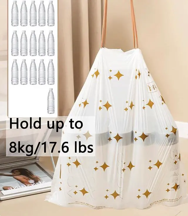 Alt view image 6 of 7 - 75pcs 4 Gallon Trash Bags Drawstring Tear-Free Separated for Bathroom Office Home Bedroom Small Garbage Basket Bags (Style A 75Pcs)