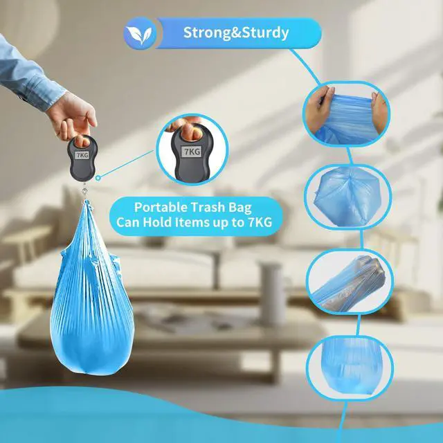 Alt view image 3 of 6 - 5Rolls 4Gallon Portable Trash Bags,Thicken Small Garbage Bags for Office,Bedroom,Kitchen Waste Bin(150Counts,Colorful)