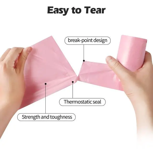 Alt view image 4 of 7 - 2-4 Gallon Portable Trash Bags, 60 Counts Thicken Small Garbage Bags for Office, Kitchen, Bedroom Trash Can, Strong Trash Bags (Pink)