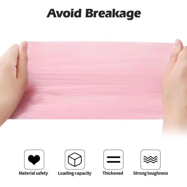 Alt view image 6 of 7 - 2-4 Gallon Portable Trash Bags, 60 Counts Thicken Small Garbage Bags for Office, Kitchen, Bedroom Trash Can, Strong Trash Bags (Pink)