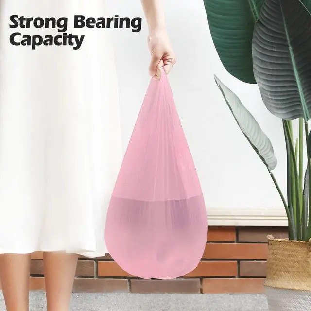 Alt view image 7 of 7 - 2-4 Gallon Portable Trash Bags, 60 Counts Thicken Small Garbage Bags for Office, Kitchen, Bedroom Trash Can, Strong Trash Bags (Pink)