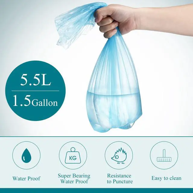 Alt view image 3 of 7 - 200 Counts Small Trash Bags 1.5 Gallon Garbage Bags Unscented Strong Mini Wastebasket Liners Colorful Kitchen Garbage Bathroom Bin for Office, Home, Bedroom, 10 Rolls
