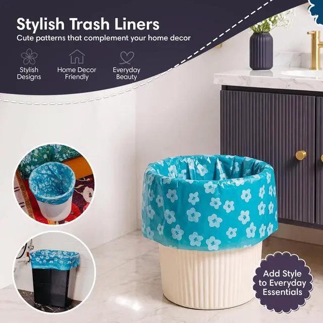Alt view image 2 of 6 - Home Baby Blue Trash Liners, 4 Gallon Small Trash Bags Stylish Design