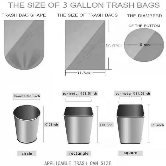 Alt view image 2 of 7 - 3.5 Gallon Trash Bags, 150 Count Small Trash Can Liners for Bathroom or Livingroom, Black 3 Gallon Thickly Garbage Bags