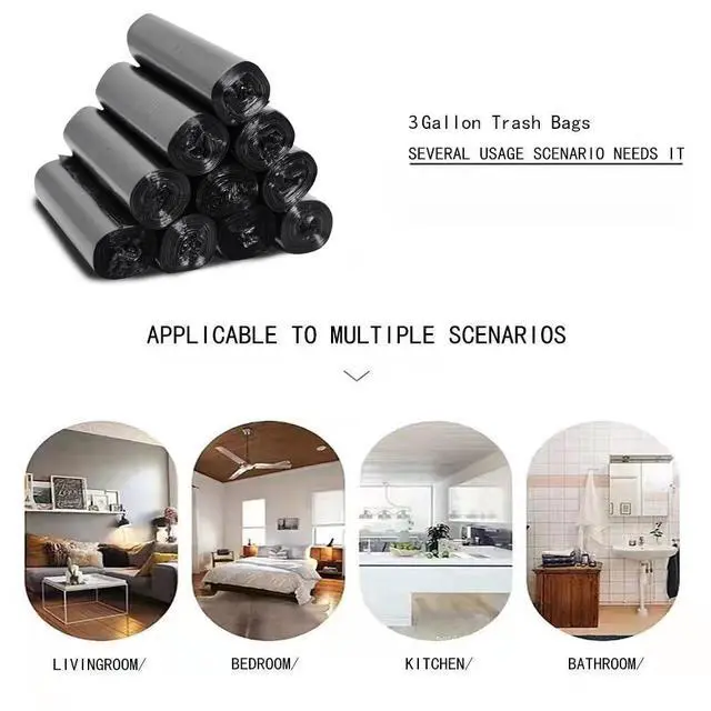 Alt view image 5 of 7 - 3.5 Gallon Trash Bags, 150 Count Small Trash Can Liners for Bathroom or Livingroom, Black 3 Gallon Thickly Garbage Bags
