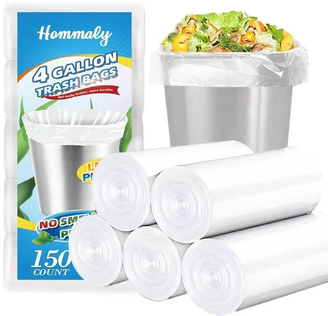 Main image of 4 Gallon 150pcs Small Clear Trash Bags Strong Clear Garbage Bags, Bathroom Trash Can Bin Liners, Plastic Bags for Office, Waste Basket Liner, Fit 12-15 Liter, 3,3.5,4,4.5 Gal(4G150-Clear)