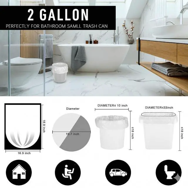 Alt view image 2 of 5 - 2 Gallon Small Trash Bags,110 Ct Unscented for Bathroom & Office