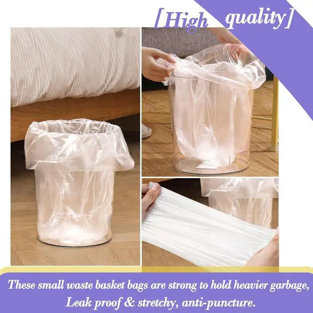 Alt view image 5 of 7 - 3 Gallon 180pcs Small Clear Trash Bags(Fit 2.6-3.2 Gal) Plastic Strong Clear Garbage Bags,Bathroom Trash Can Bin Liners,Waste Basket Liner,Fit 10-13 Liter, 2.5-2.6 Gallon,3.2Gallon(3-Clear180)