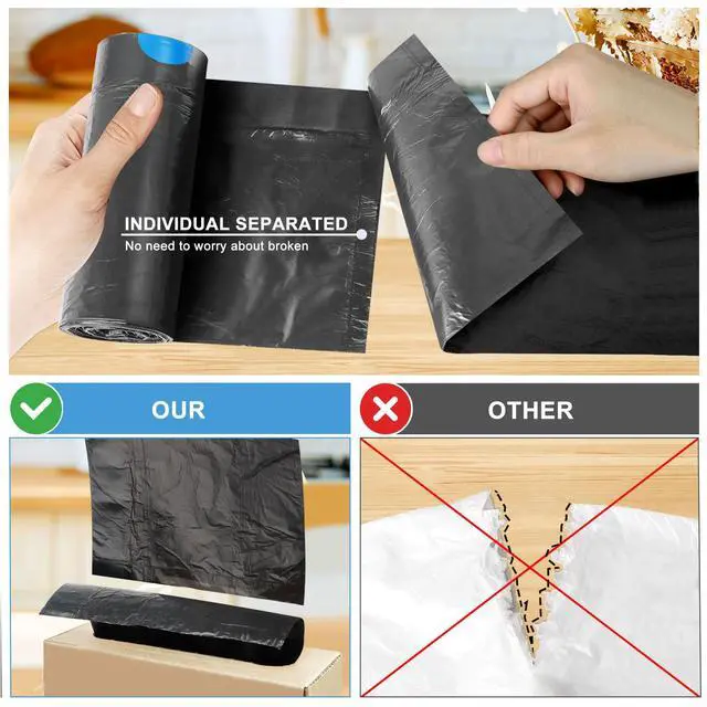 Alt view image 4 of 7 - 120 Count-4 Gallon Trash Bags Drawstring, Black Small Garbage Bags, JUKFITA Unscented Trash Can Liners, Strong Wastebasket Liner for Bathroom Toilet Office Bedroom