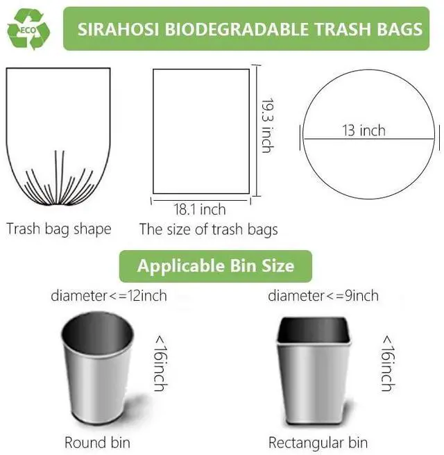 Alt view image 2 of 6 - Small Trash Bags 3 Gallon Biodegradable, Compostable Bathroom Trash Bags 100 Count Unscented Leak Proof Small Garbage Bags Strong Wastebasket Liners Bags for Home Kitchen Office Yard Car Pet Green