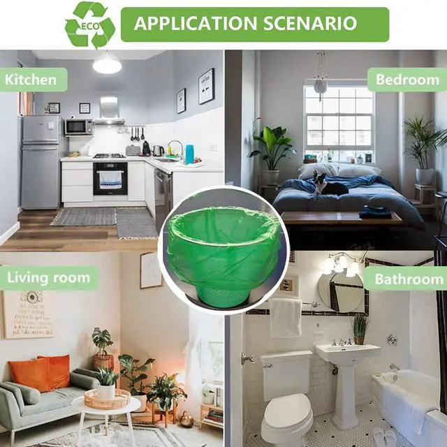 Alt view image 5 of 6 - Small Trash Bags 3 Gallon Biodegradable, Compostable Bathroom Trash Bags 100 Count Unscented Leak Proof Small Garbage Bags Strong Wastebasket Liners Bags for Home Kitchen Office Yard Car Pet Green