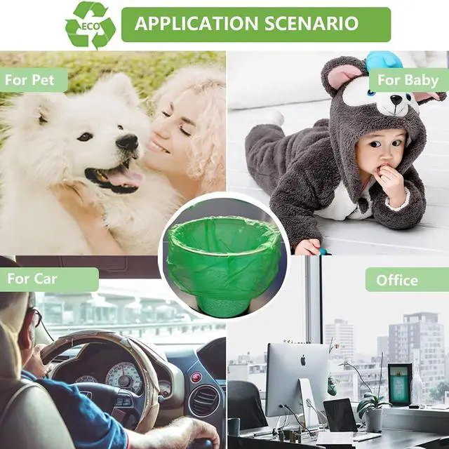 Alt view image 6 of 6 - Small Trash Bags 3 Gallon Biodegradable, Compostable Bathroom Trash Bags 100 Count Unscented Leak Proof Small Garbage Bags Strong Wastebasket Liners Bags for Home Kitchen Office Yard Car Pet Green