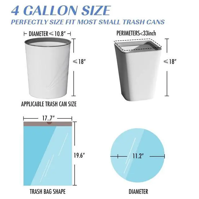 Alt view image 3 of 7 - 4 Gallon Small Trash Bags, No-Tearing Drawstring Garbage Bags for Bathroom Kitchen, Beachside Breeze Scent, 60 Count