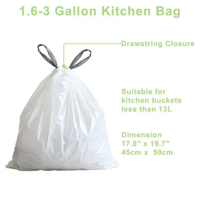 Alt view image 6 of 6 - Trash Bags with Drawstring Handles,1.6-3 Gallon Small Garbage Bags for Bathroom,100 Count Heavy Duty Kitchen Garbage Bag for Home Office,Odor Resistant