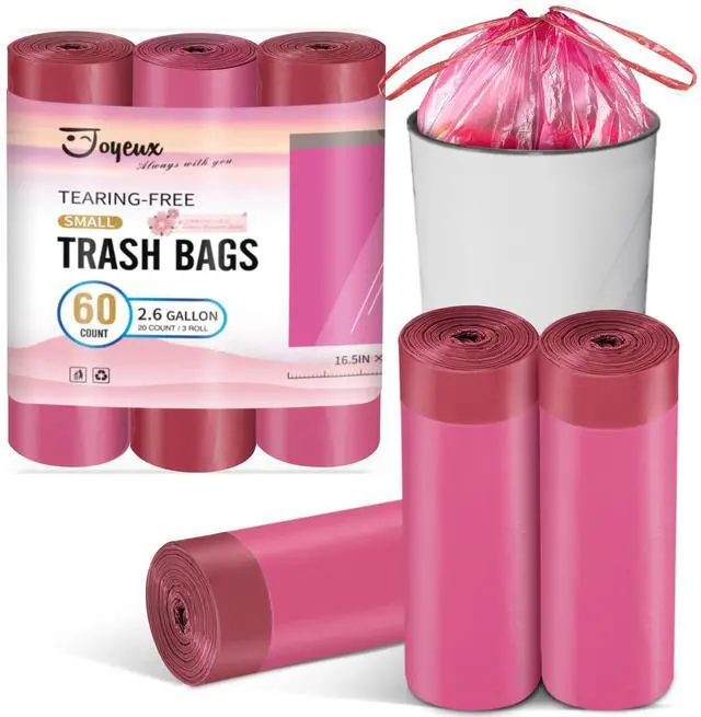 Main image of 2.6 Gallon Small Trash Bags Bathroom, Thickened Drawstring Mini Garbage Bags for Home, Office, Kitchen, 60 Count