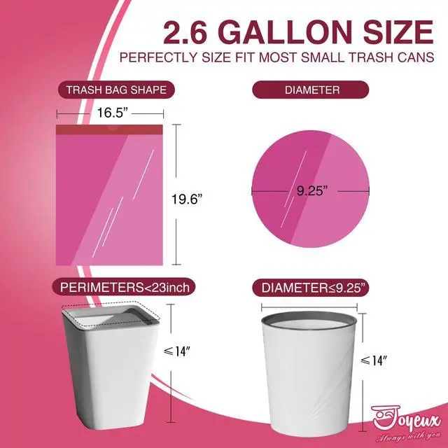 Alt view image 4 of 7 - 2.6 Gallon Small Trash Bags Bathroom, Thickened Drawstring Mini Garbage Bags for Home, Office, Kitchen, 60 Count
