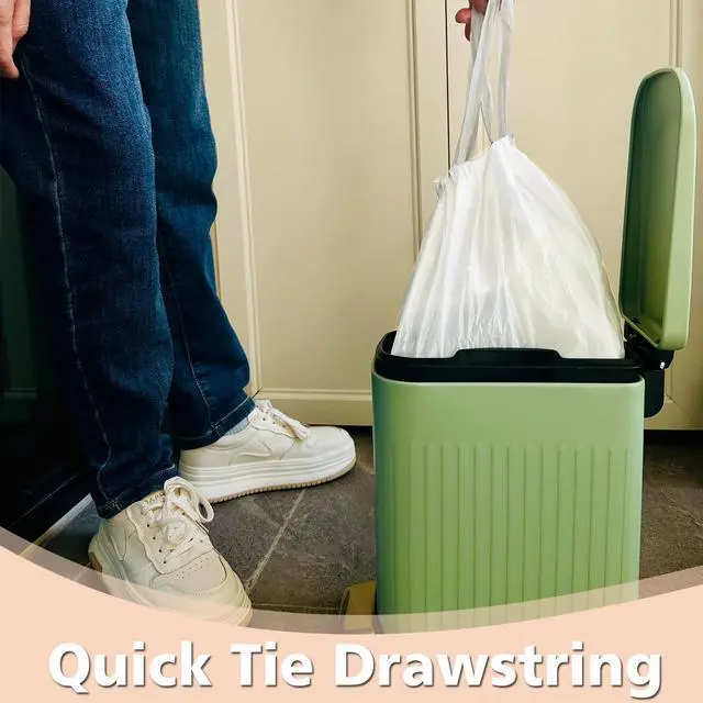 Alt view image 6 of 7 - 2.6 Gallon Small-Trash-Bags Plastic Drawstring Garbage-Bag - Mini Tiny White Unscented 80 Count For Bathroom Car Can Restroom Office Liners Waste Basket Strong Bulk Inwaysin