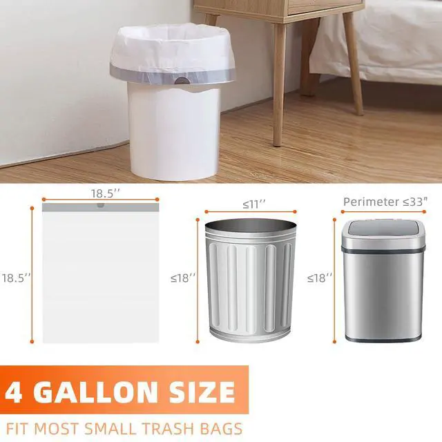 Alt view image 2 of 7 - 4 Gallon Drawstring Trash Bags, 80 Count - Small White Garbage Bags, Extra Strong & Thick, Tear & Leak Proof for Bathroom, Office, Bedroom, Kitchen Desk Bins(4 Gallon, 80 PCS)