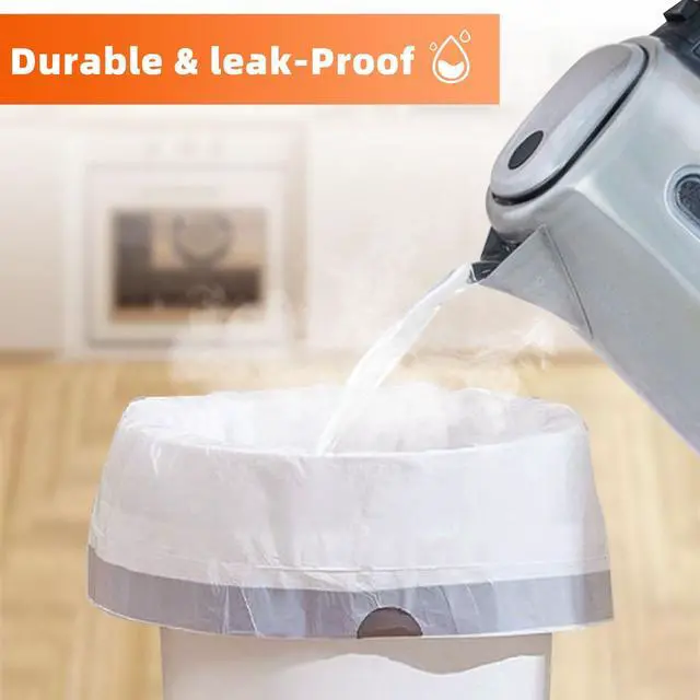 Alt view image 5 of 7 - 4 Gallon Drawstring Trash Bags, 80 Count - Small White Garbage Bags, Extra Strong & Thick, Tear & Leak Proof for Bathroom, Office, Bedroom, Kitchen Desk Bins(4 Gallon, 80 PCS)