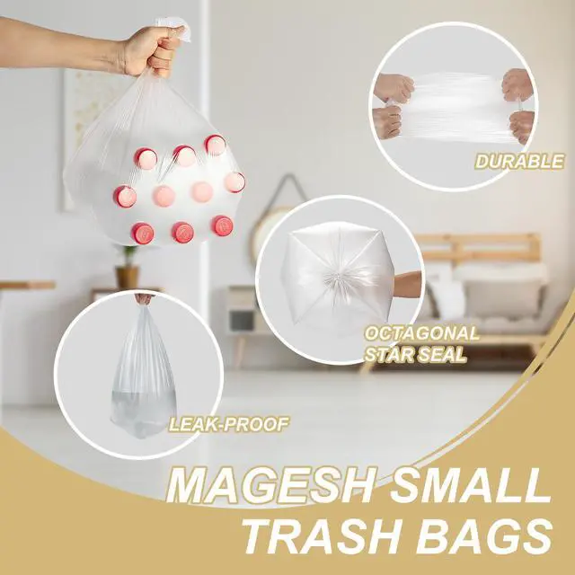 Alt view image 5 of 7 - 4 Gallon Clear Trash-Bag Small Garbage-Bags-Bathroom - Unscented Kitchen Plastic 100 Count Little Office Car Liners Tiny Waste Basket Strong Restroom Can Recycling Acqkunlo
