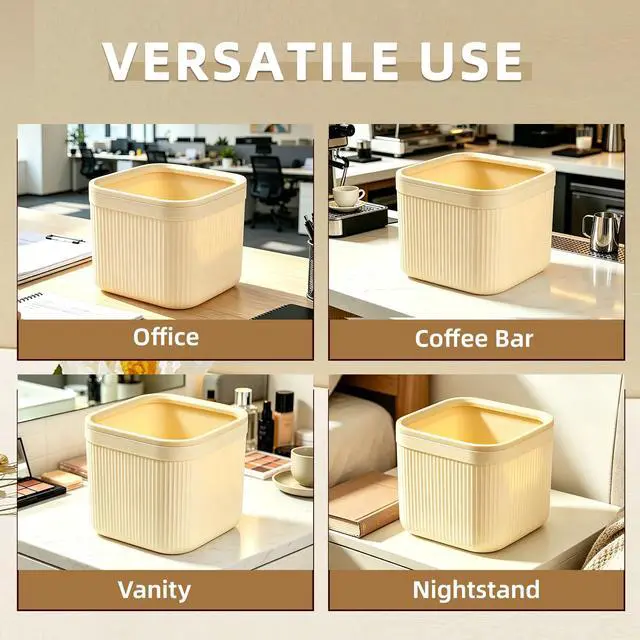 Alt view image 5 of 6 - Small Desktop Trash Can, 2.8L Open-Top Waste Basket, Milk White