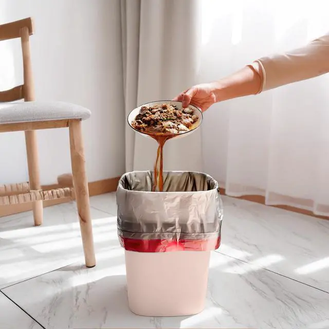 Alt view image 3 of 7 - Small Trash Can - Plastic Waste basketbin - for Office,Home,Bathroom,Kitchen - 1.8 Gallon - Khaki