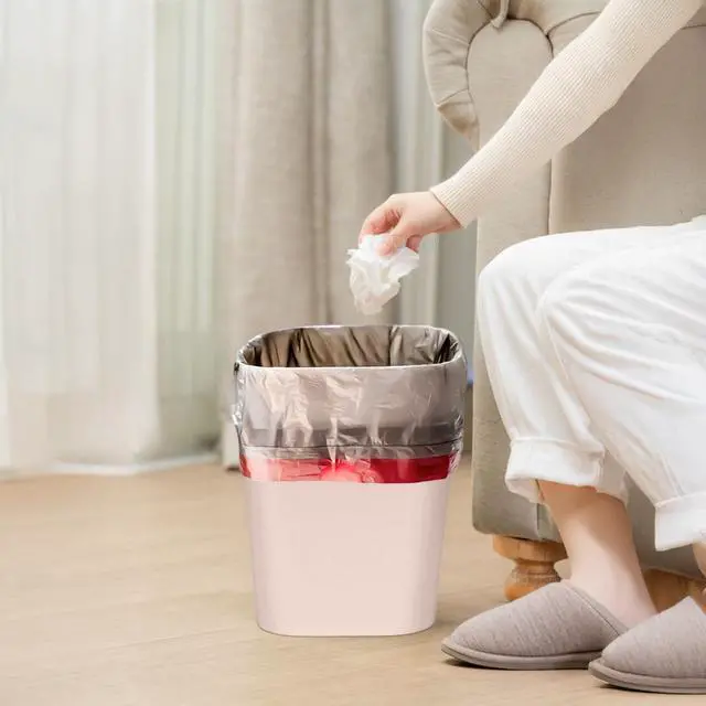 Alt view image 4 of 7 - Small Trash Can - Plastic Waste basketbin - for Office,Home,Bathroom,Kitchen - 1.8 Gallon - Khaki