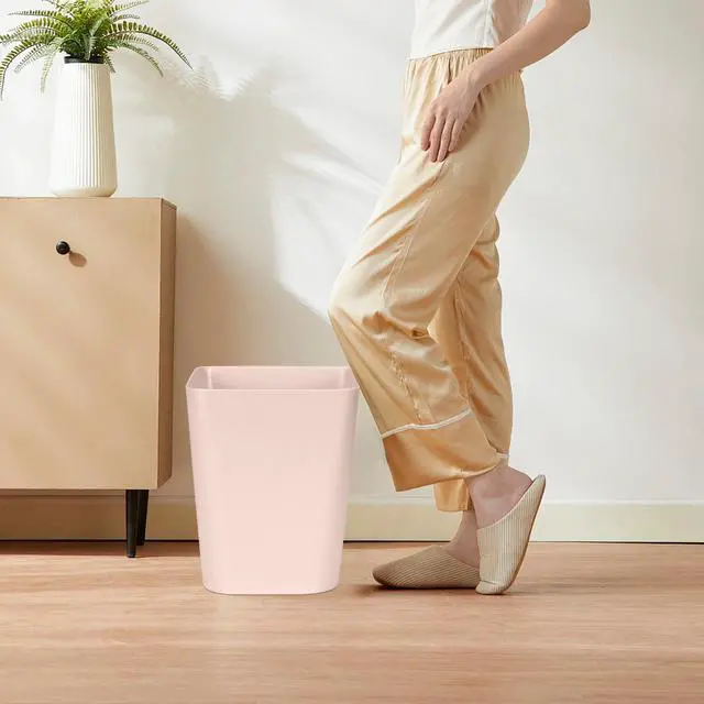 Alt view image 5 of 7 - Small Trash Can - Plastic Waste basketbin - for Office,Home,Bathroom,Kitchen - 1.8 Gallon - Khaki