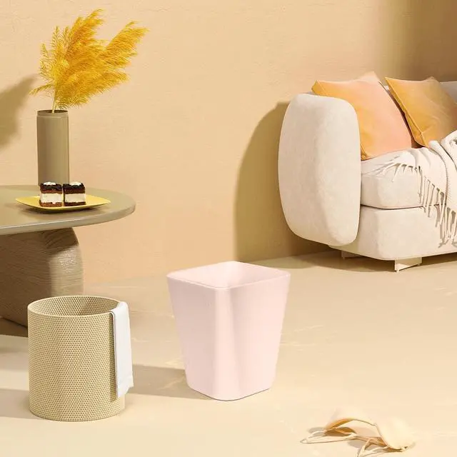 Alt view image 6 of 7 - Small Trash Can - Plastic Waste basketbin - for Office,Home,Bathroom,Kitchen - 1.8 Gallon - Khaki